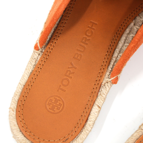 Tory Burch Seaside Sienna Rose Suede Mule Espadrille 7M Gold Medallion Flats NEW - Picture 5 of 9